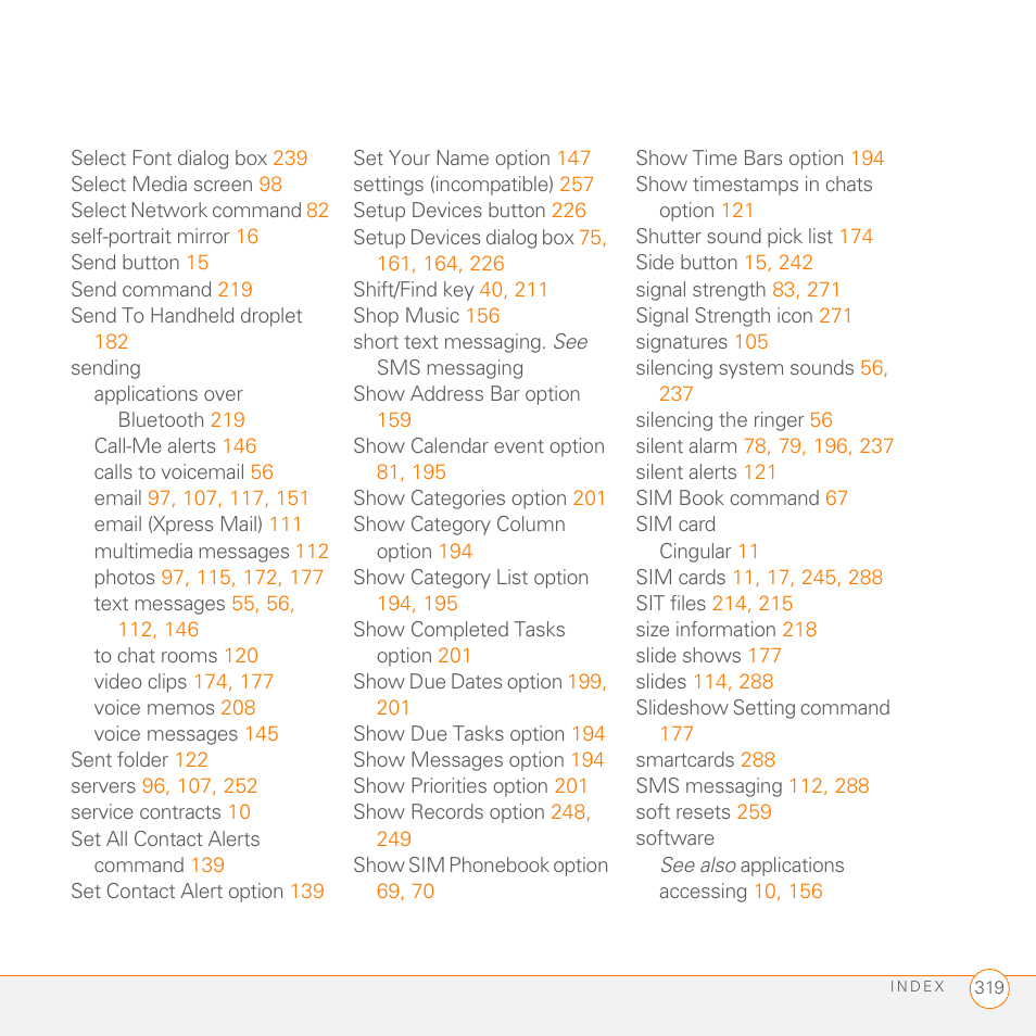 Palm PDA CentroTM Smart Device User Manual | Page 319 / 326