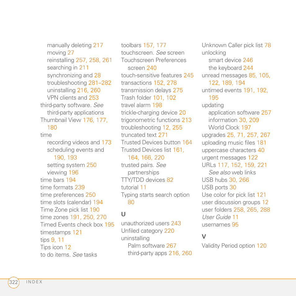 Palm PDA CentroTM Smart Device User Manual | Page 322 / 326