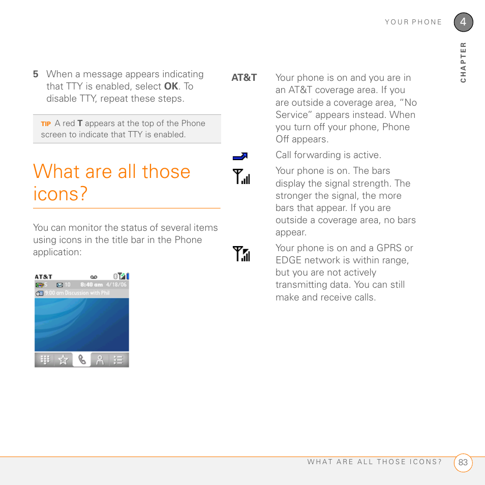 What are all those icons | Palm PDA CentroTM Smart Device User Manual | Page 83 / 326