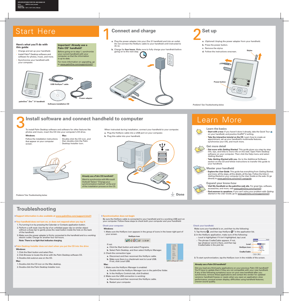 Palm Stylus HotSync Power Adapter 405-5566A-US User Manual | 2 pages