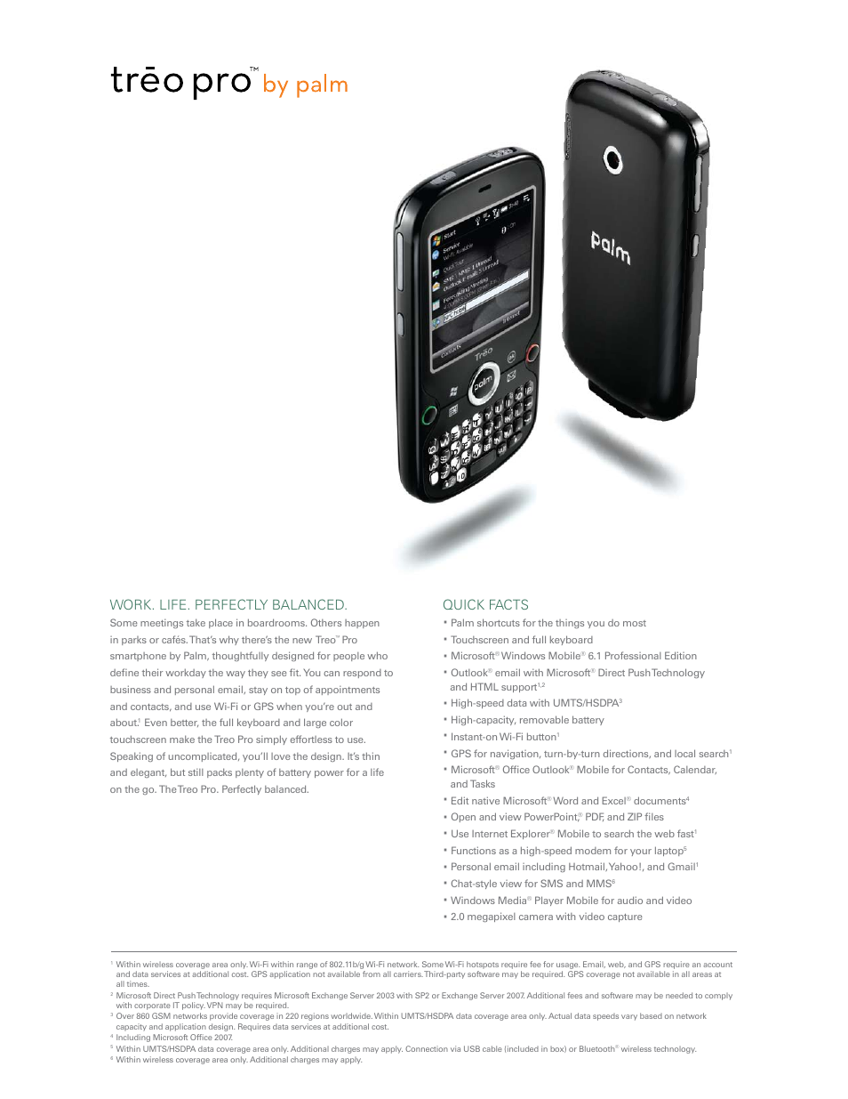 Palm Treo Pro GSM-1900 User Manual | 2 pages
