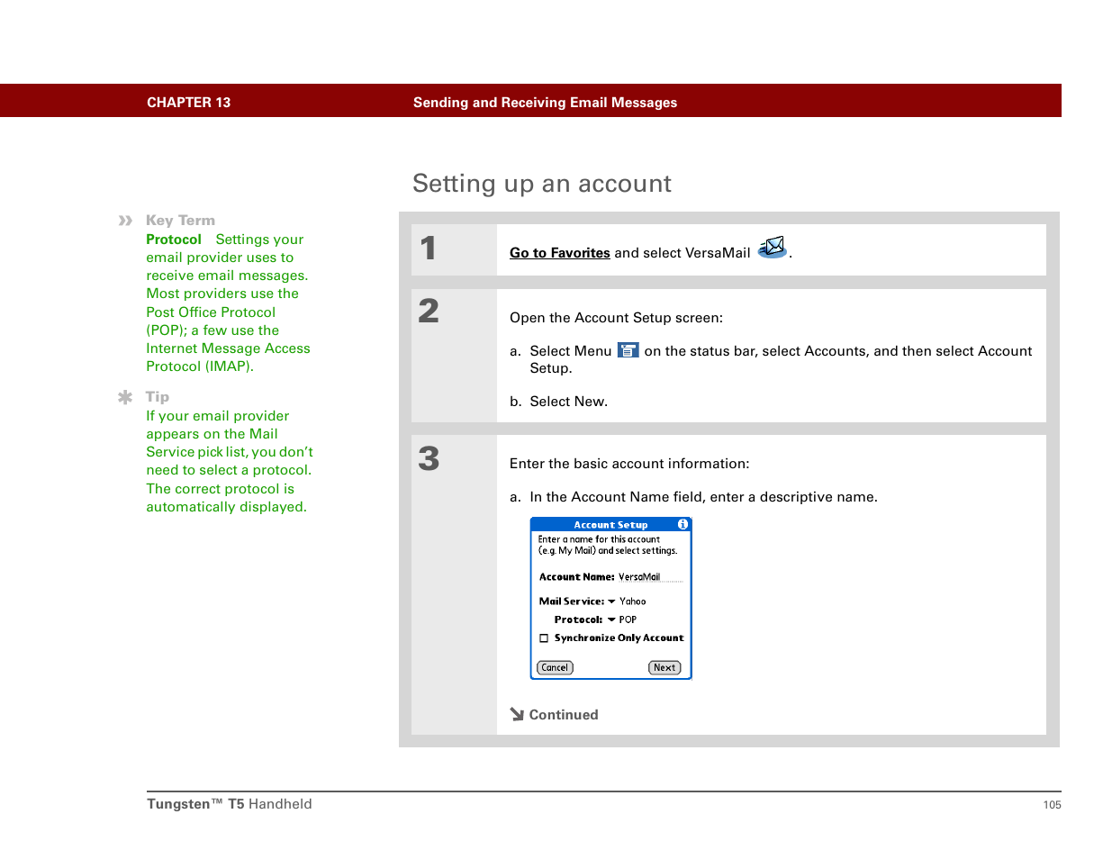 Setting up an account | Palm Tungsten T5 User Manual | Page 114 / 172