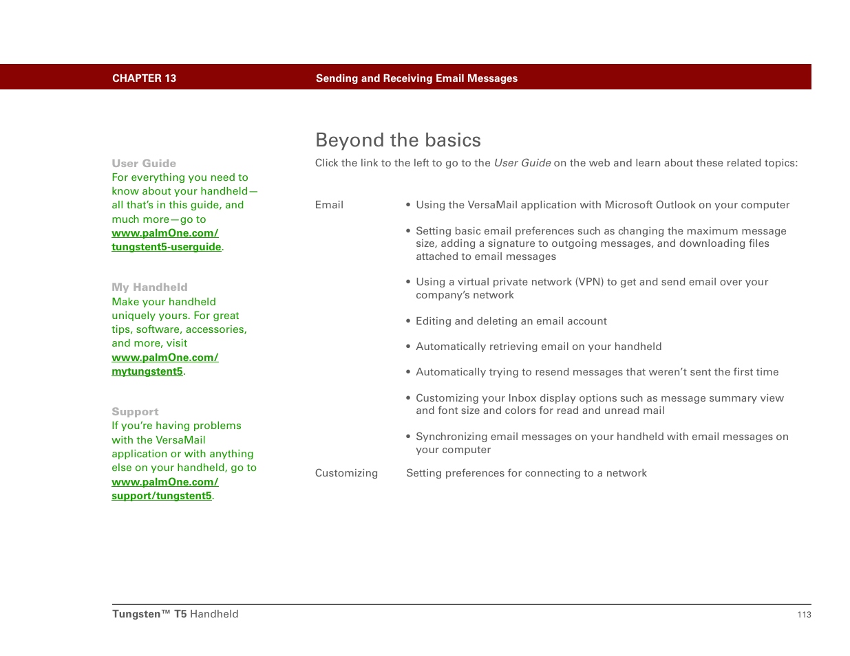 Beyond the basics | Palm Tungsten T5 User Manual | Page 122 / 172
