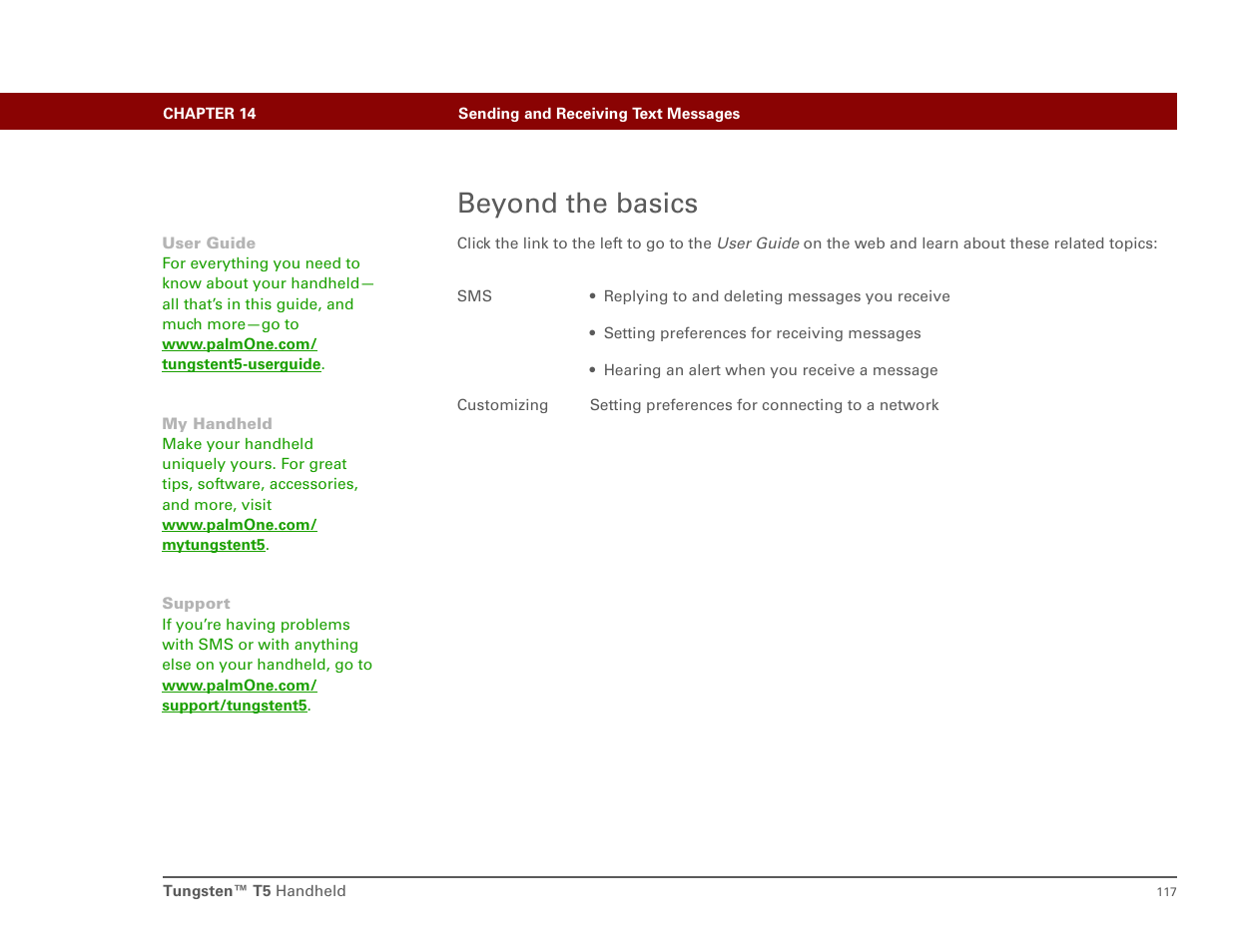Beyond the basics | Palm Tungsten T5 User Manual | Page 126 / 172