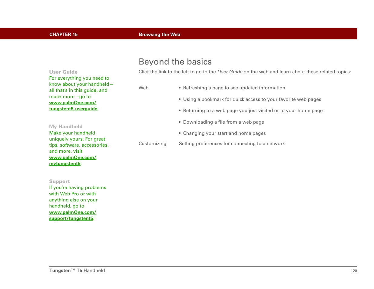 Beyond the basics | Palm Tungsten T5 User Manual | Page 129 / 172