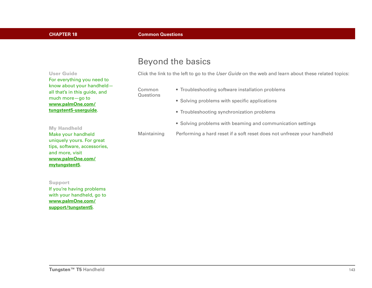 Beyond the basics | Palm Tungsten T5 User Manual | Page 152 / 172