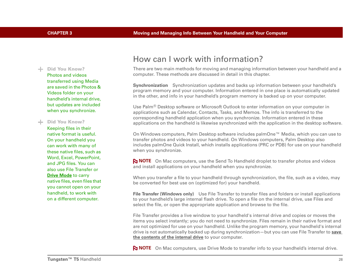 How can i work with information | Palm Tungsten T5 User Manual | Page 37 / 172