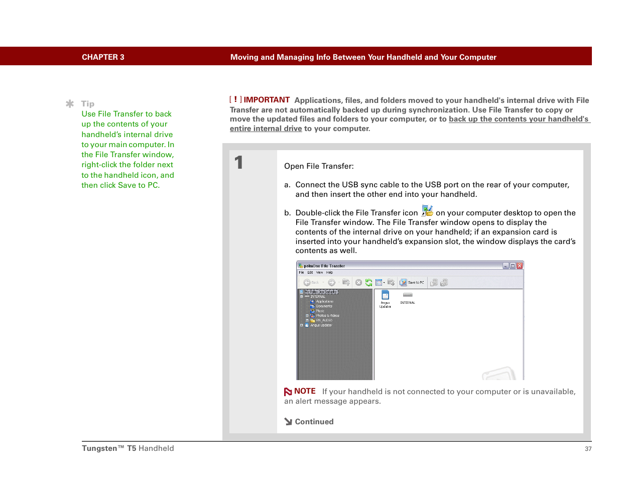 Save the contents of the internal drive t | Palm Tungsten T5 User Manual | Page 46 / 172