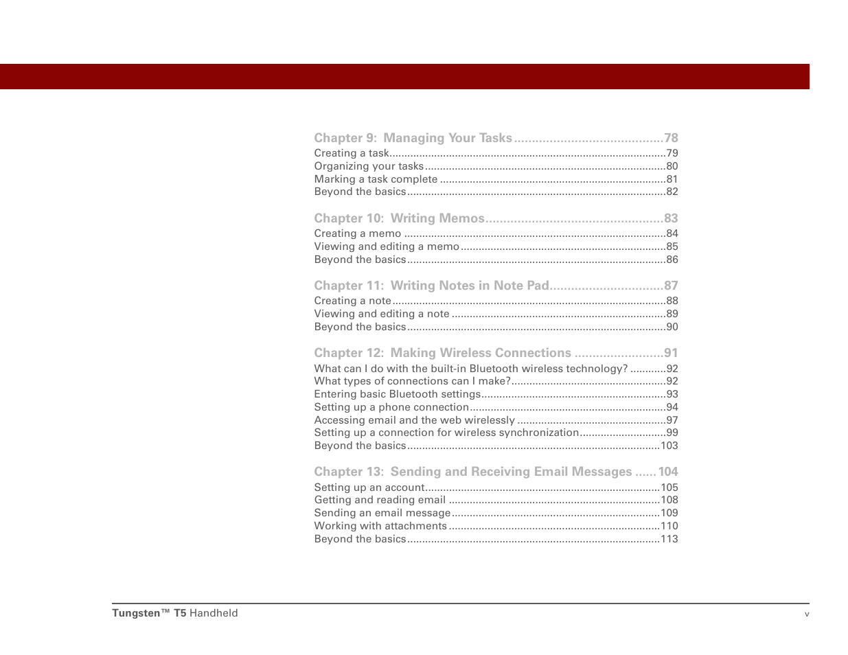 Palm Tungsten T5 User Manual | Page 5 / 172