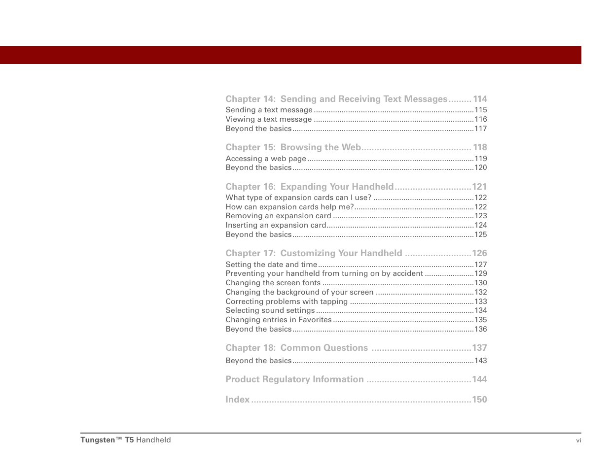Palm Tungsten T5 User Manual | Page 6 / 172