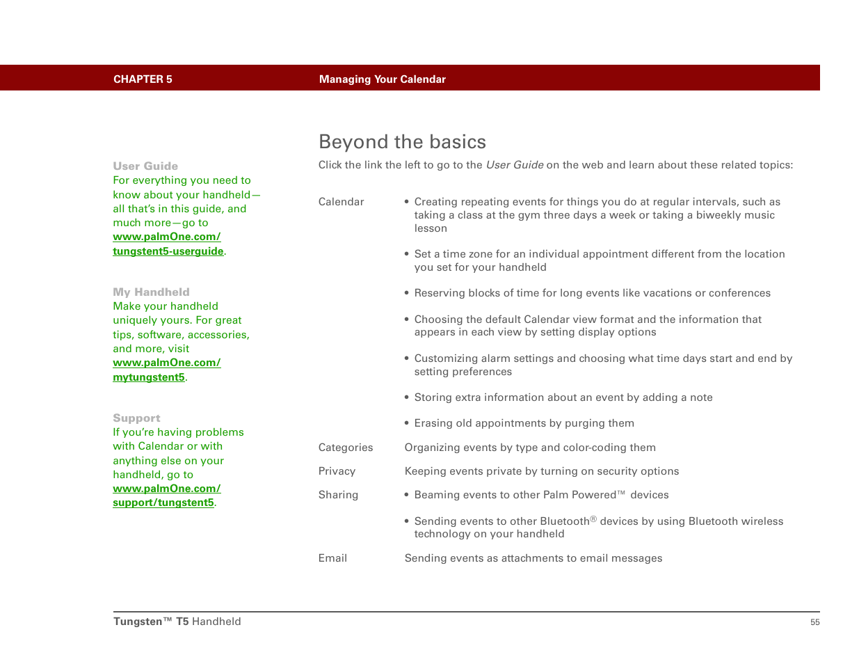 Beyond the basics | Palm Tungsten T5 User Manual | Page 64 / 172