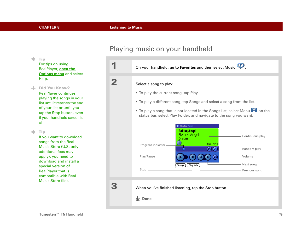 Playing music on your handheld | Palm Tungsten T5 User Manual | Page 85 / 172