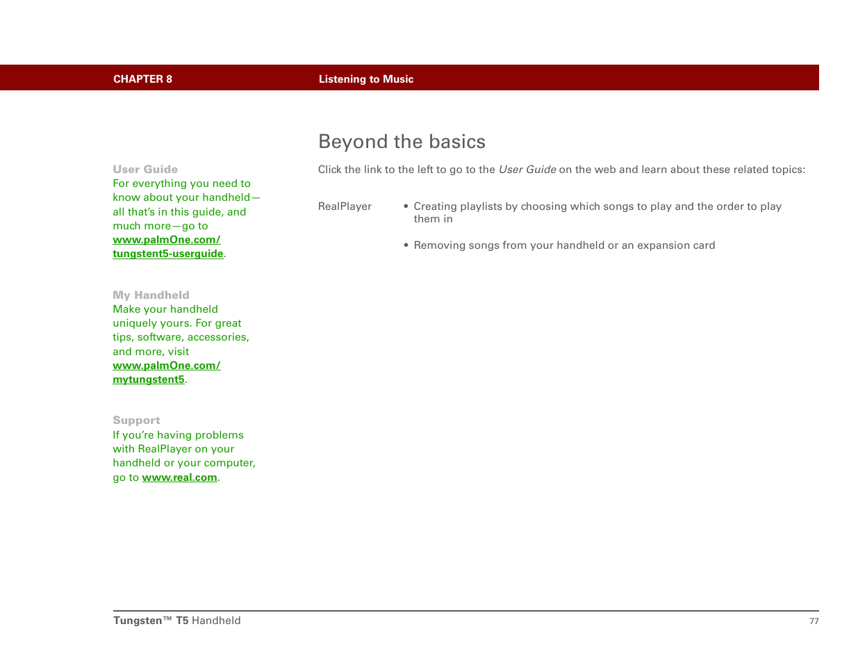 Beyond the basics | Palm Tungsten T5 User Manual | Page 86 / 172