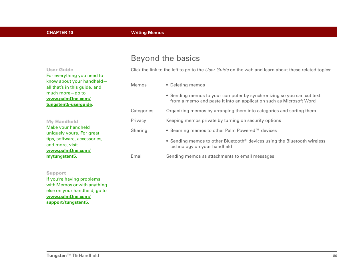 Beyond the basics | Palm Tungsten T5 User Manual | Page 95 / 172