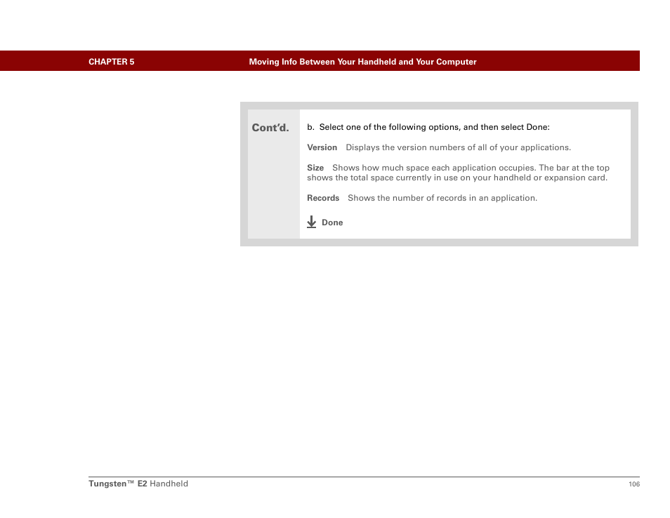 Cont’d | Palm E2 User Manual | Page 127 / 653