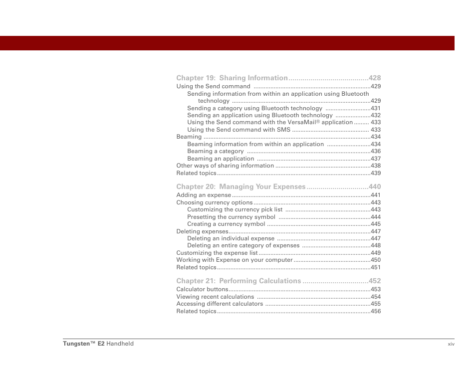 Palm E2 User Manual | Page 14 / 653