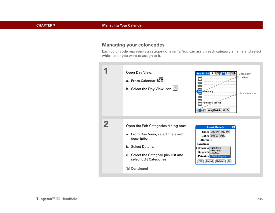 Managing your color-codes | Palm E2 User Manual | Page 166 / 653