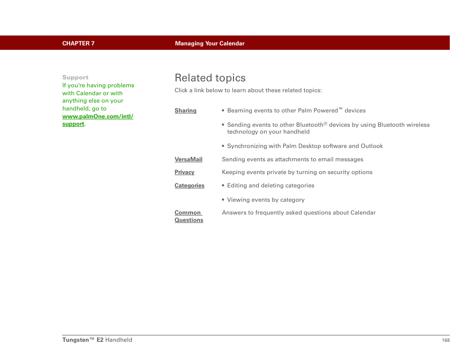 Related topics | Palm E2 User Manual | Page 189 / 653