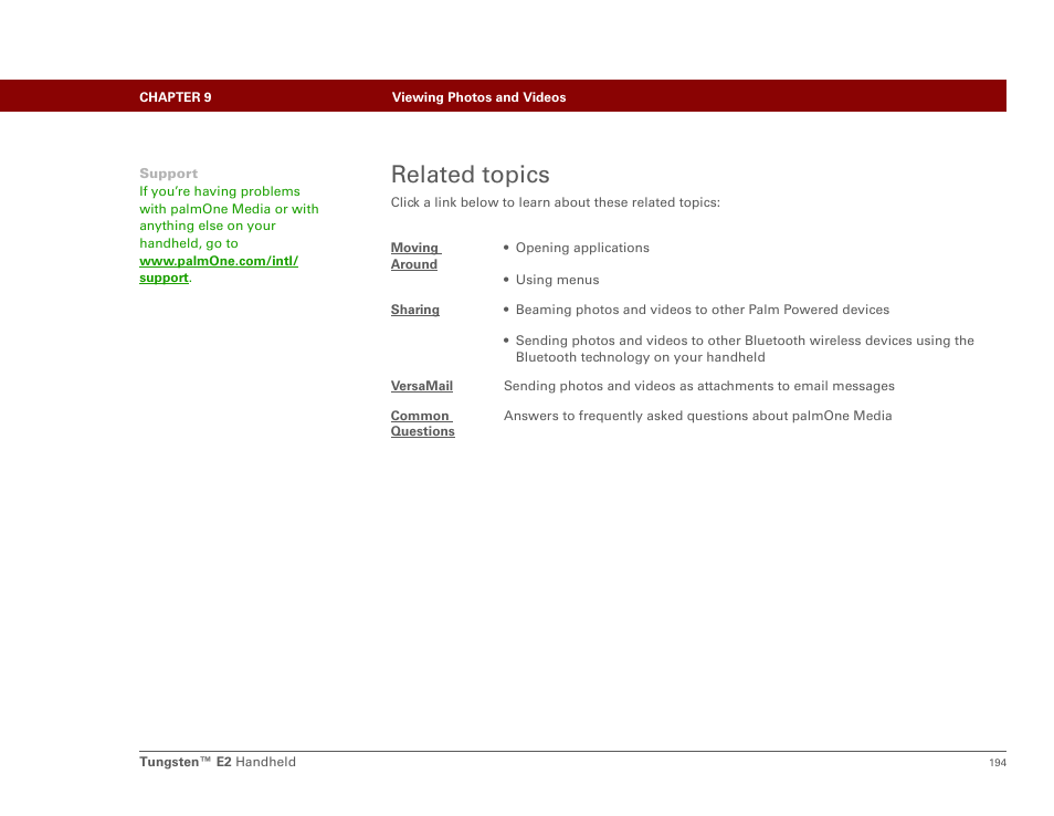 Related topics | Palm E2 User Manual | Page 215 / 653