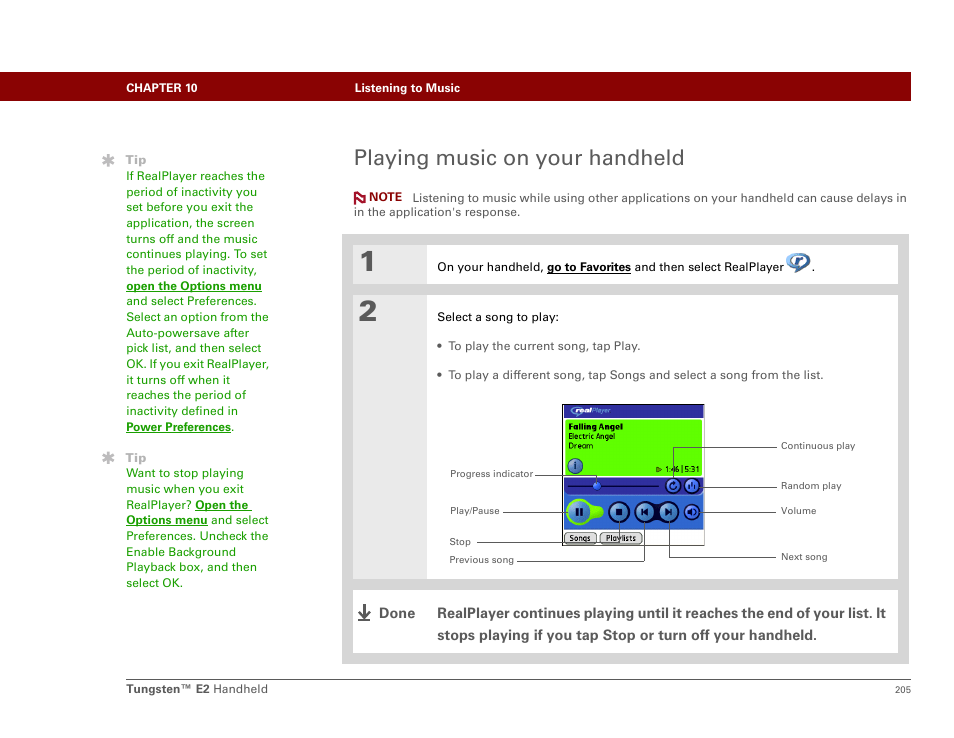 Playing music on your handheld | Palm E2 User Manual | Page 226 / 653
