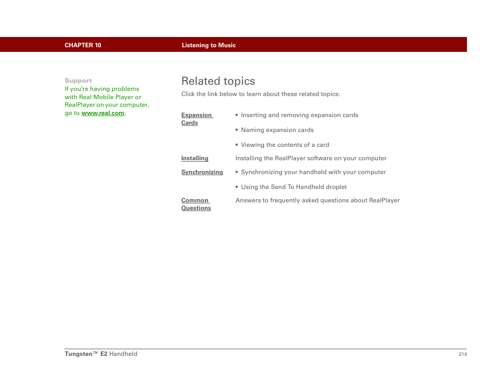 Related topics | Palm E2 User Manual | Page 235 / 653