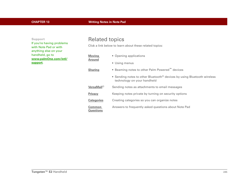 Related topics | Palm E2 User Manual | Page 266 / 653