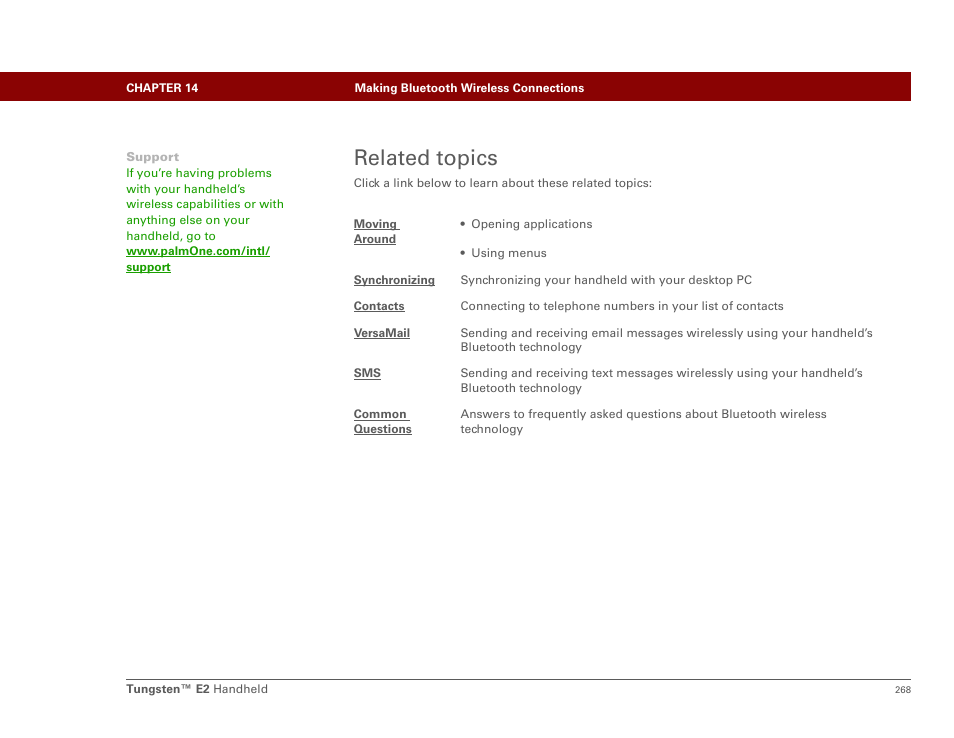 Related topics | Palm E2 User Manual | Page 289 / 653