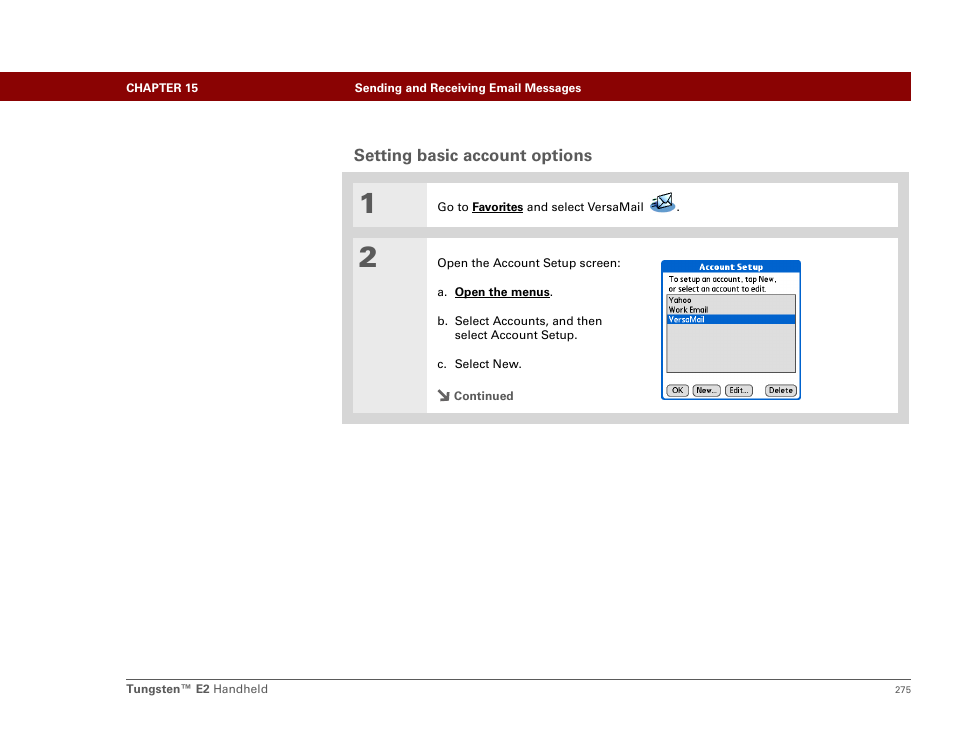 Setting basic account options | Palm E2 User Manual | Page 296 / 653