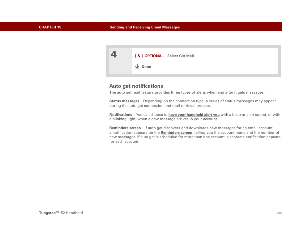 Auto get notifications | Palm E2 User Manual | Page 316 / 653