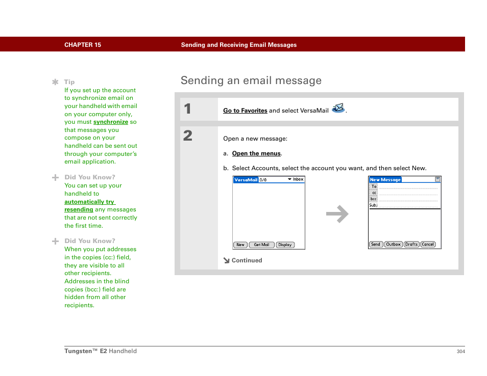 Sending an email message | Palm E2 User Manual | Page 325 / 653