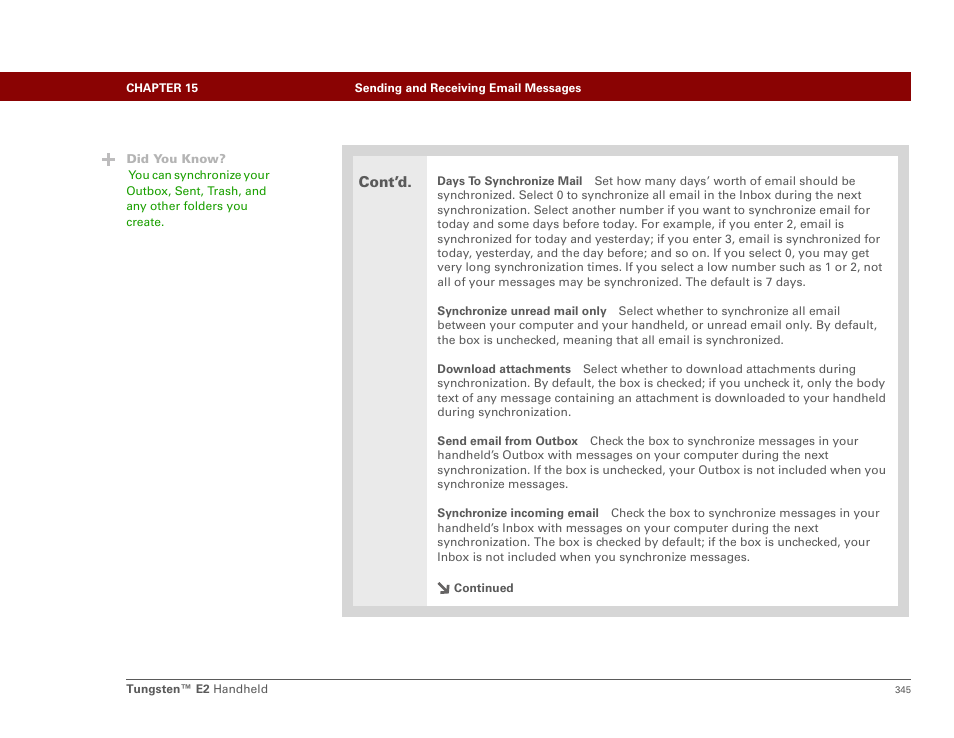 Cont’d | Palm E2 User Manual | Page 366 / 653