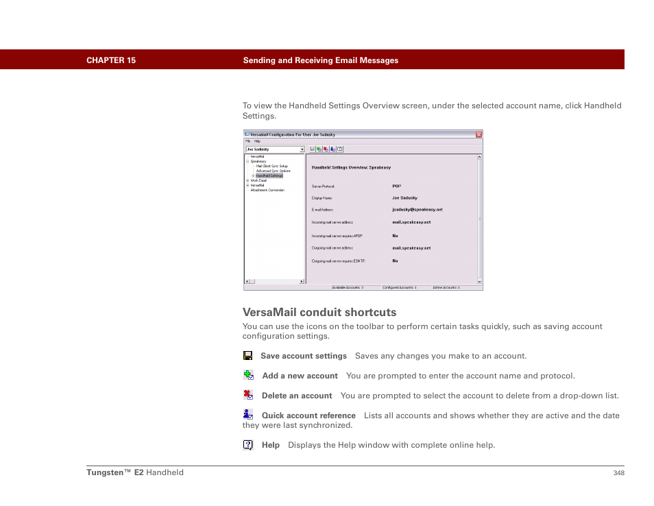 Versamail conduit shortcuts | Palm E2 User Manual | Page 369 / 653