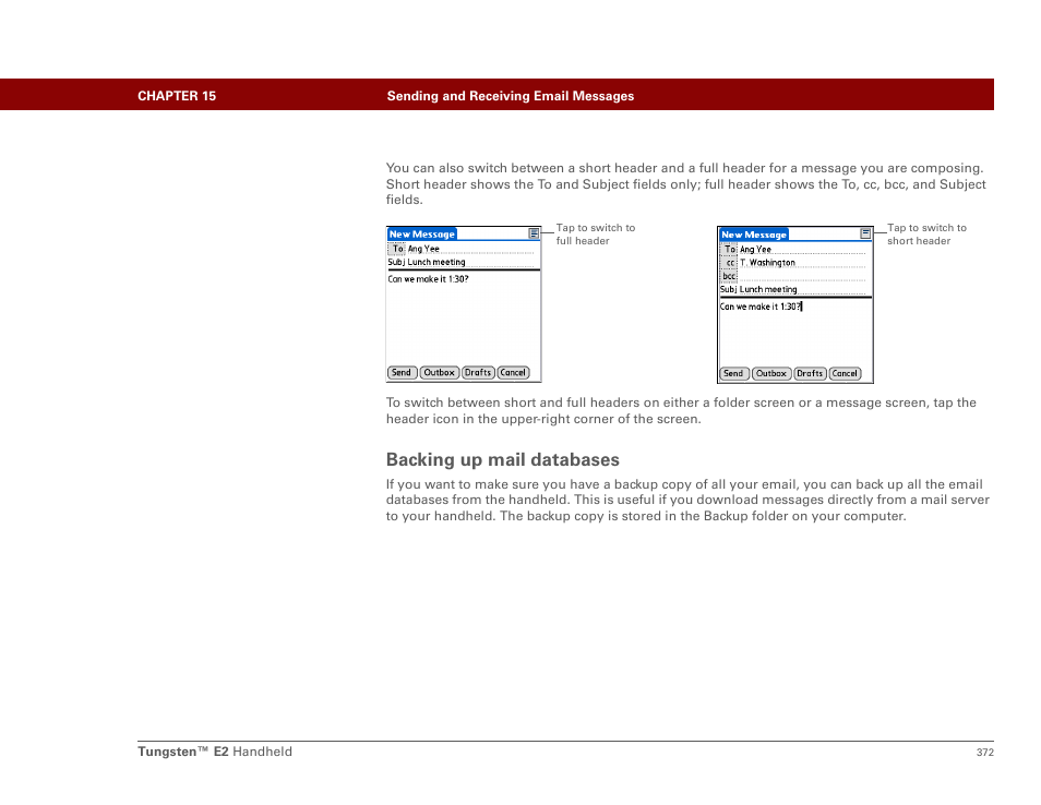 Backing up mail databases | Palm E2 User Manual | Page 393 / 653