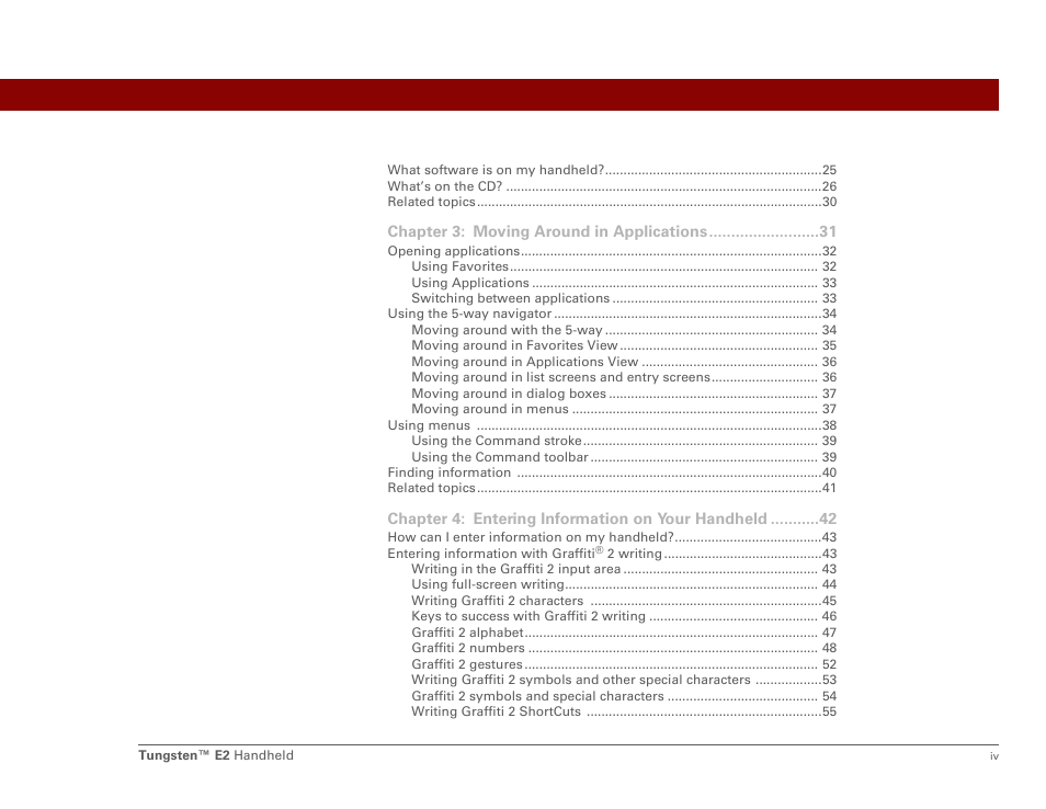 Palm E2 User Manual | Page 4 / 653