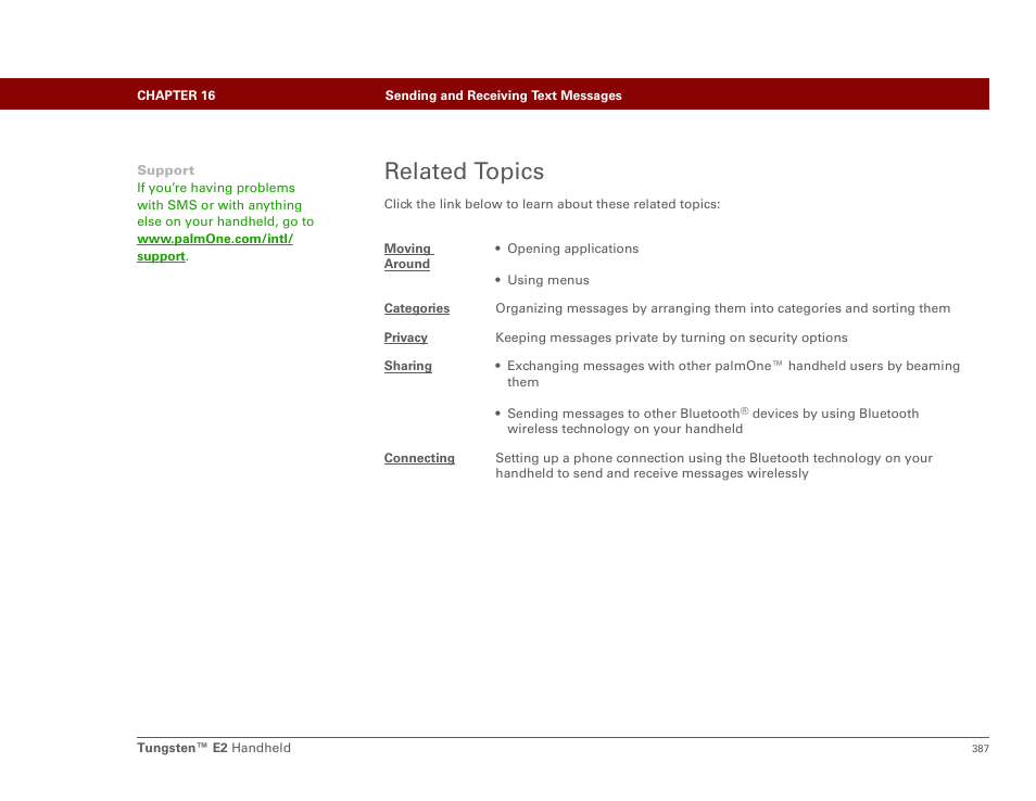Related topics | Palm E2 User Manual | Page 408 / 653