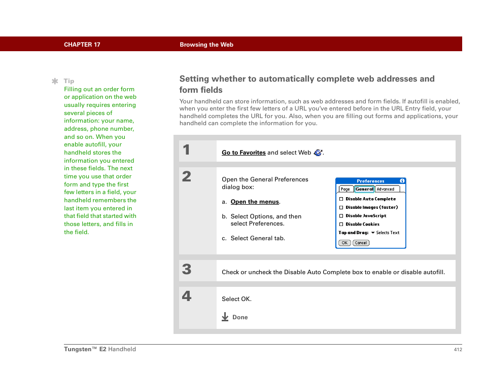 Form fields, Autofill is enabled | Palm E2 User Manual | Page 433 / 653