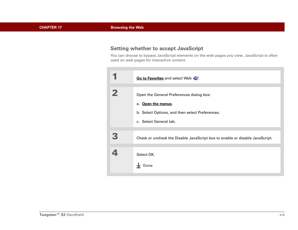 Setting whether to accept javascript | Palm E2 User Manual | Page 439 / 653