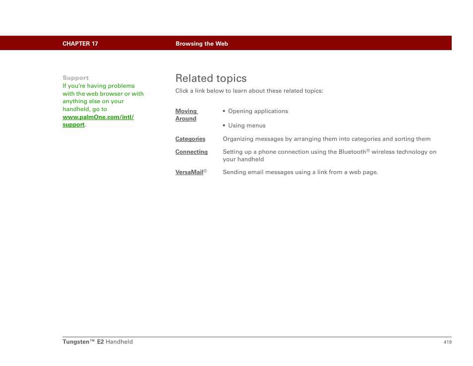 Related topics | Palm E2 User Manual | Page 440 / 653