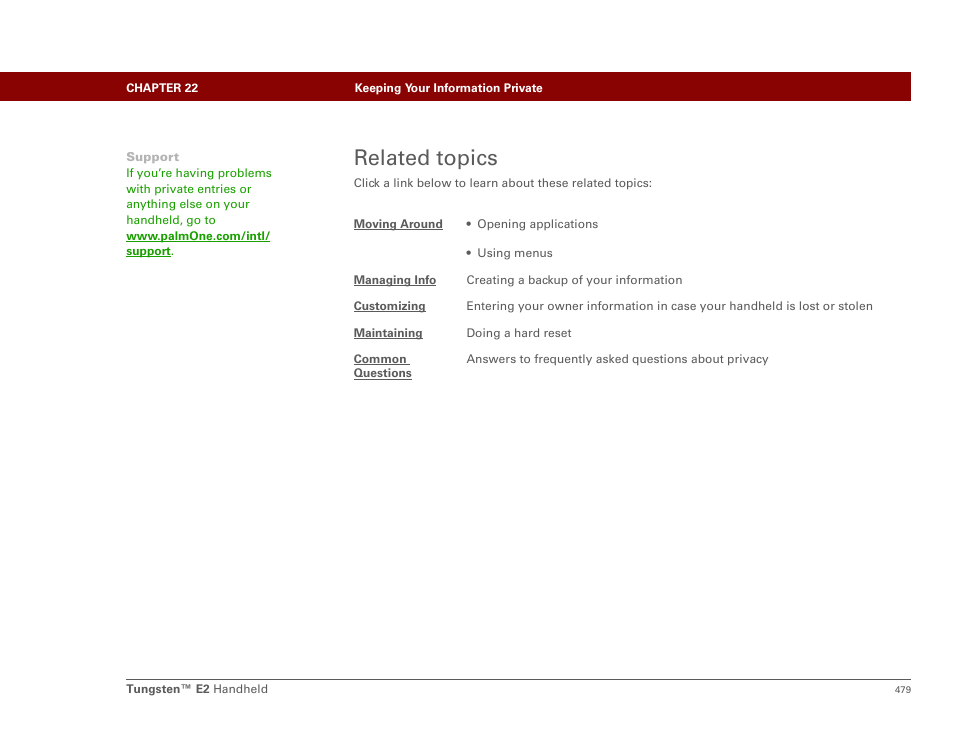 Related topics | Palm E2 User Manual | Page 500 / 653