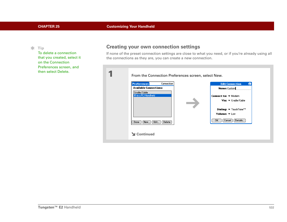 Creating your own connection settings | Palm E2 User Manual | Page 553 / 653