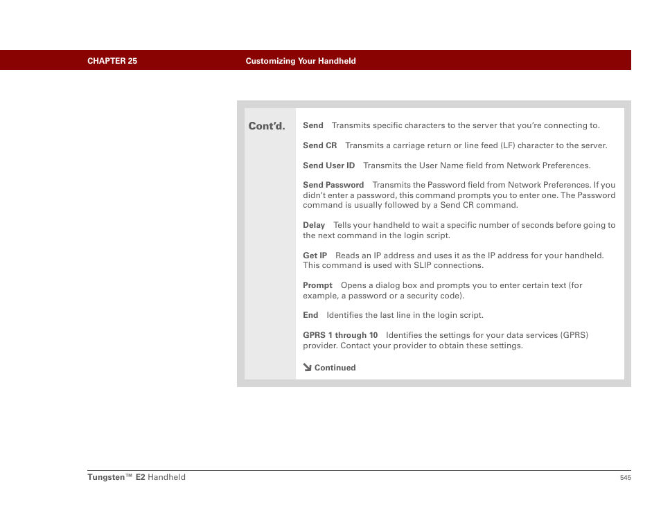 Cont’d | Palm E2 User Manual | Page 566 / 653