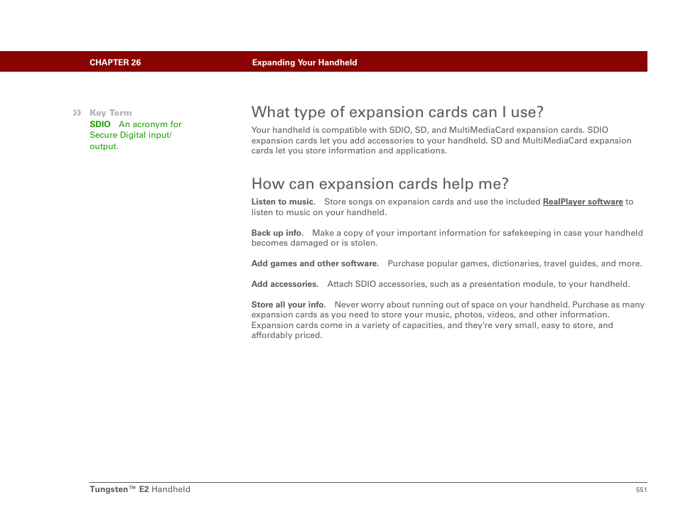 What type of expansion cards can i use, How can expansion cards help me | Palm E2 User Manual | Page 572 / 653