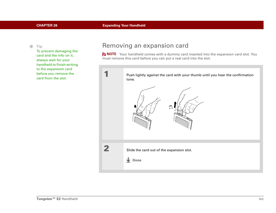 Removing an expansion card | Palm E2 User Manual | Page 573 / 653