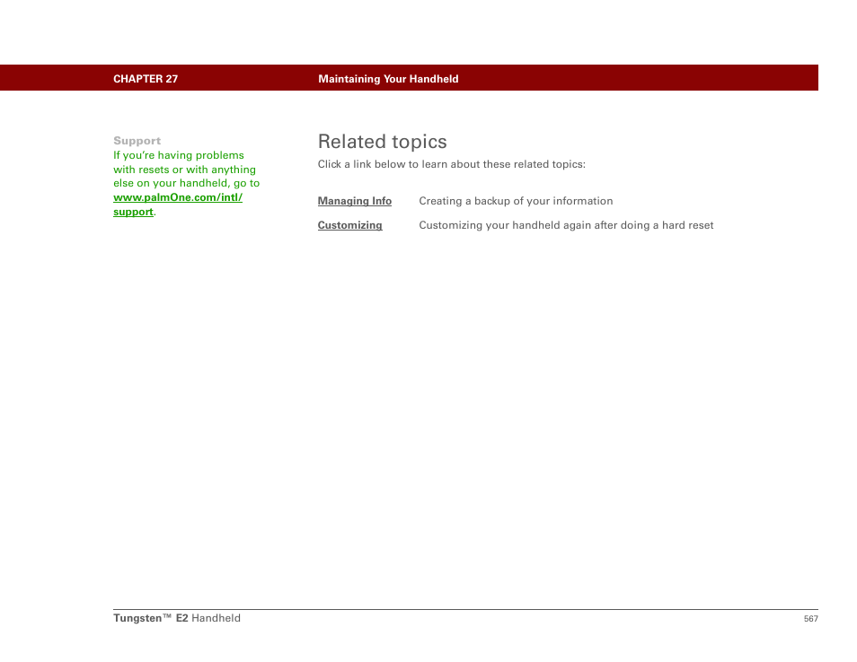 Related topics | Palm E2 User Manual | Page 588 / 653