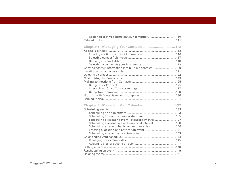 Palm E2 User Manual | Page 6 / 653