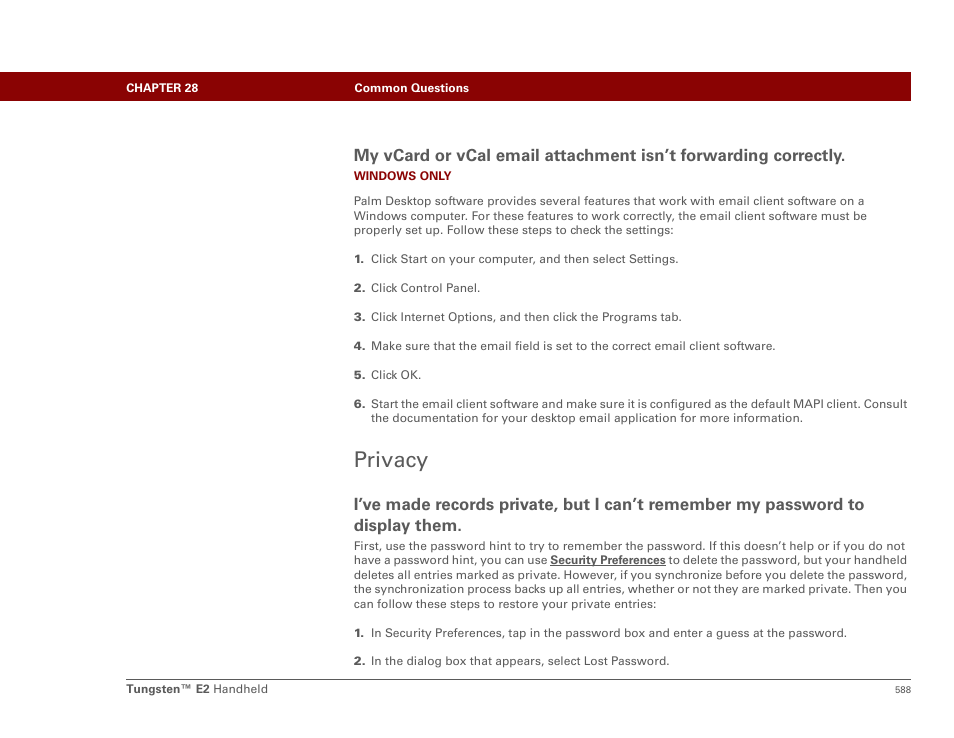 Privacy | Palm E2 User Manual | Page 609 / 653