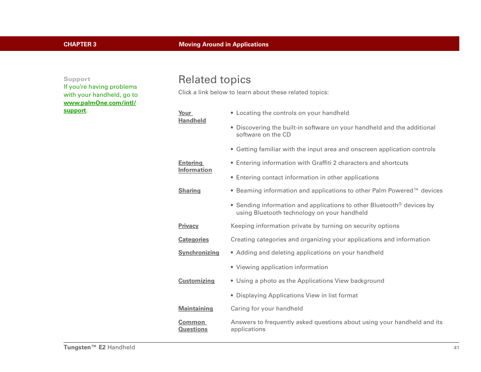 Related topics | Palm E2 User Manual | Page 62 / 653