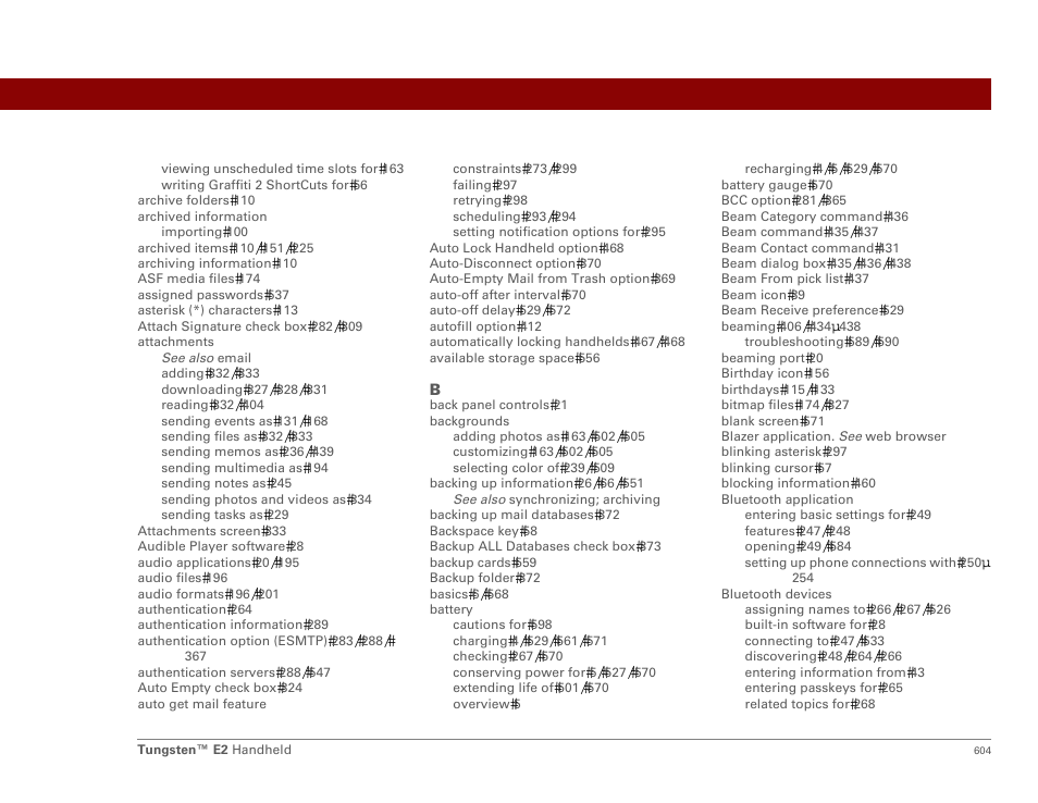 Palm E2 User Manual | Page 625 / 653