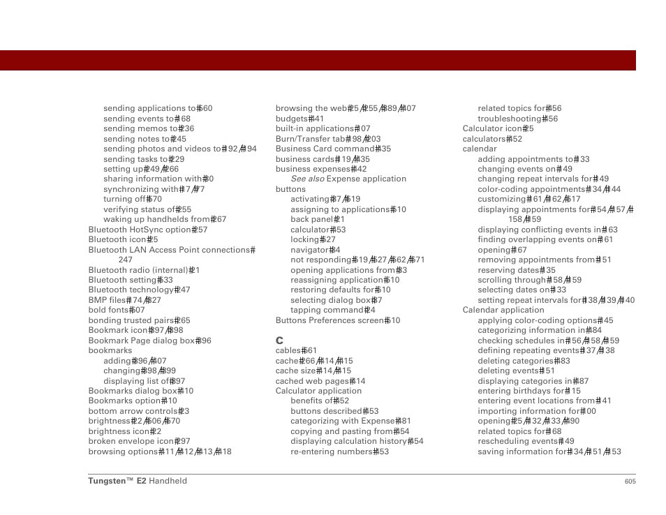 Palm E2 User Manual | Page 626 / 653