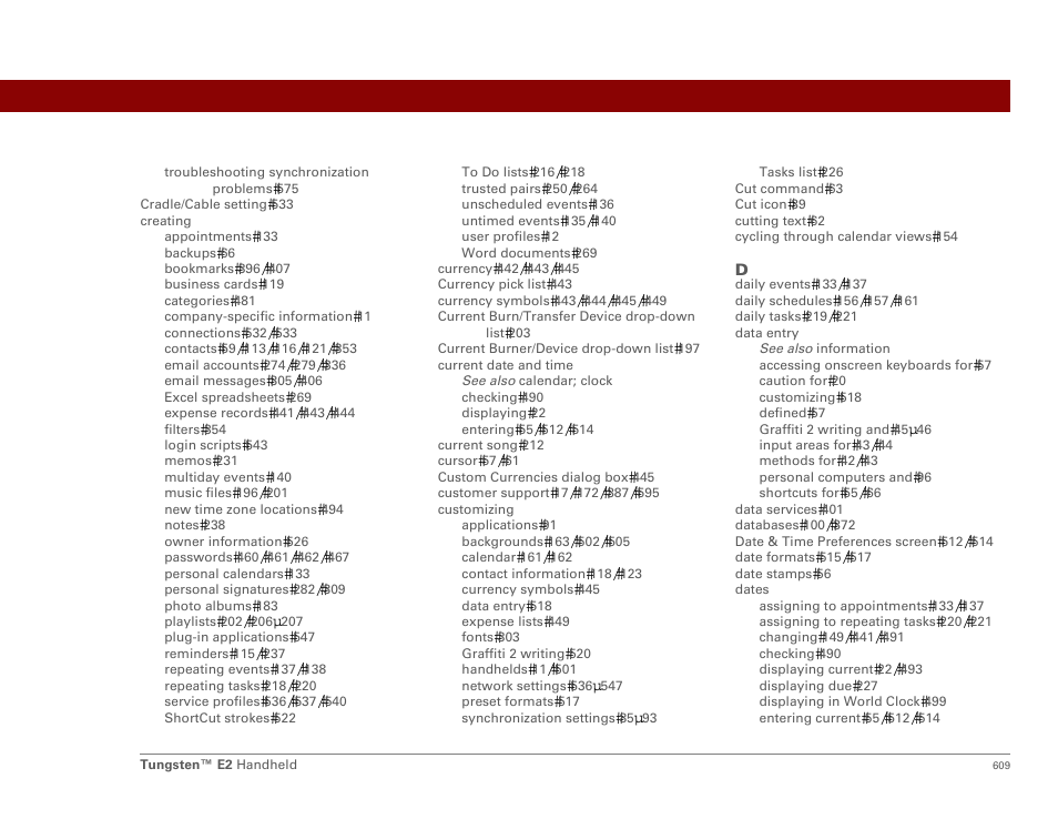 Palm E2 User Manual | Page 630 / 653